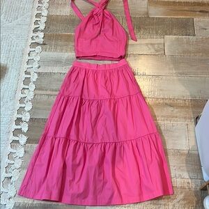 Pink Tiered Maxi A-Line set for Resort Wear